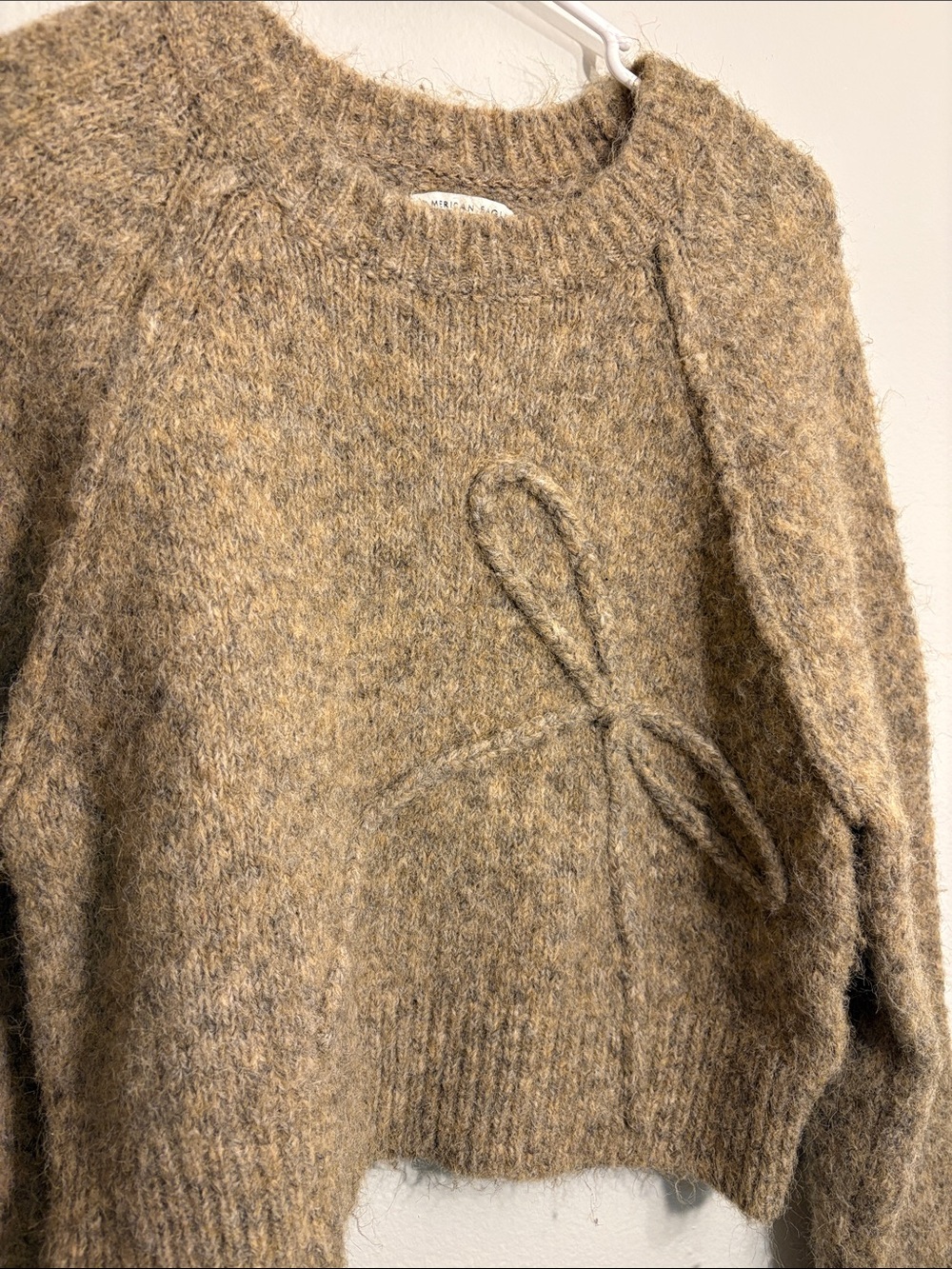 Bow Tie Sweater in Camel American Eagle